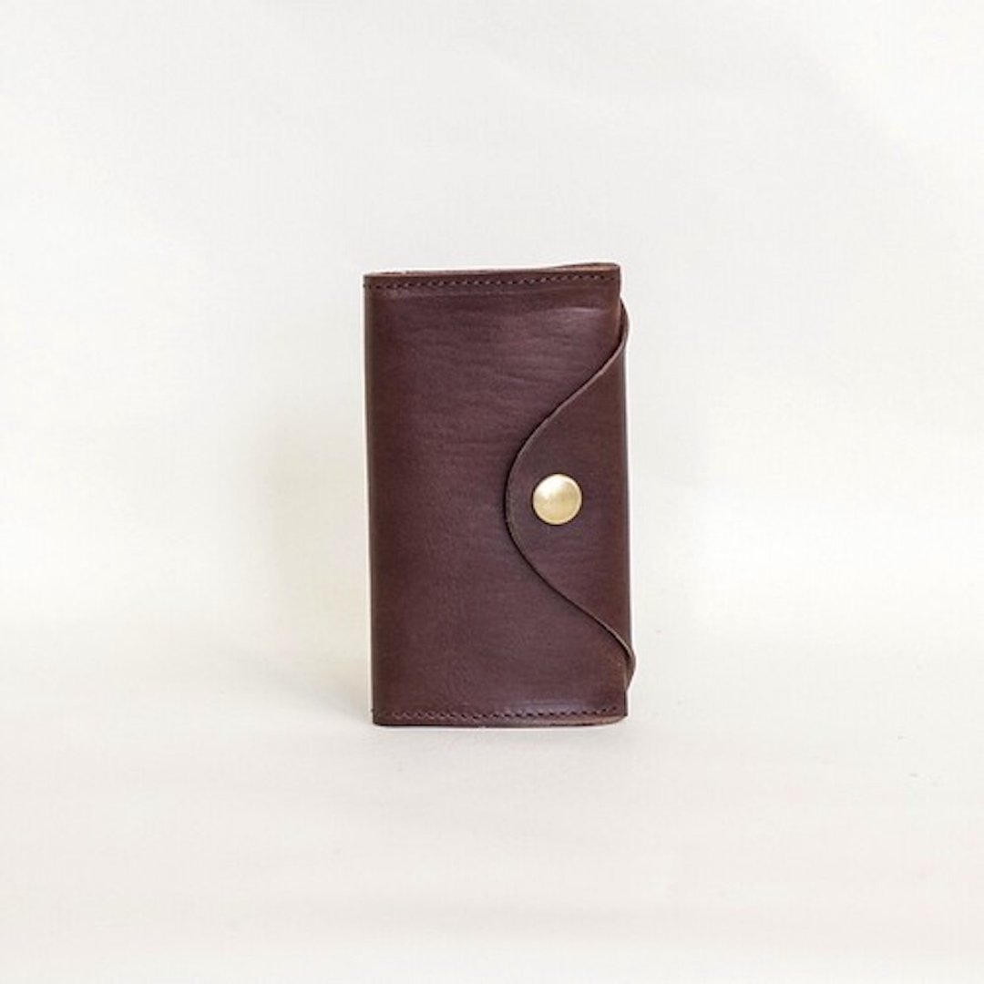 Domestic Horse Leather Horse Leather Business Card Holder Genuine Leather Business Card Case Made in Japan [Choco] JAK001 - 名片夹/名片盒 - 真皮 咖啡色