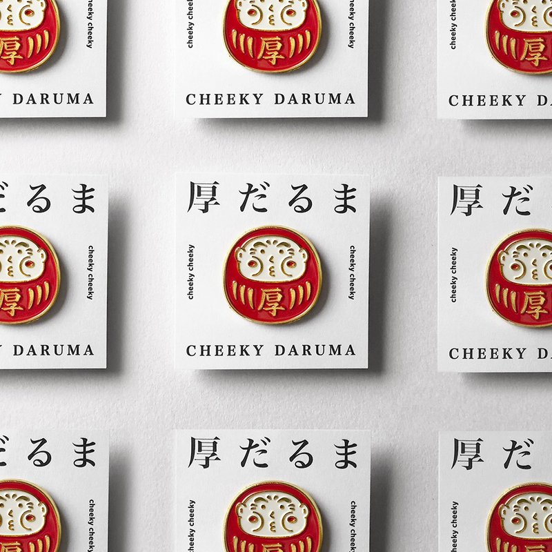 cheeky cheeky 日本吉祥物 厚达摩 达磨 金属徽章 胸章 - 徽章/别针 - 其他金属 白色