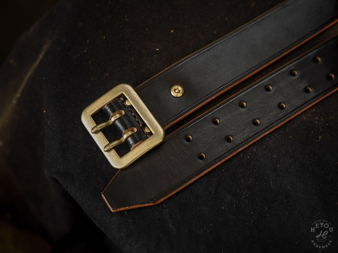 New Garrison Belt 双/单针皮革腰带-茶芯黑 - 皮带/腰带 - 真皮 多色