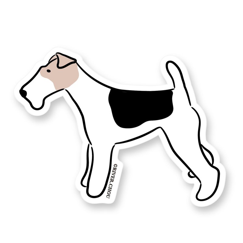 Wirefoxterrier 刚毛猎狐梗 防水贴纸 刚毛猎狐梗 - 贴纸 - 防水材质 白色