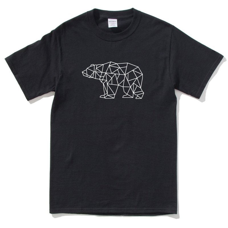 Bear Geometric 短袖T恤 黑色 几何 熊 礼物 文青 情人 设计 - 男装上衣/T 恤 - 棉 黑色