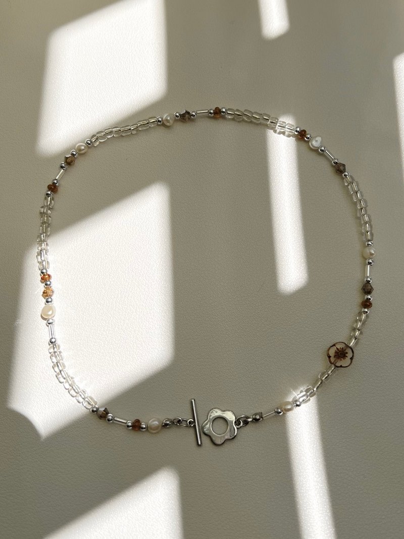 复古小花项链 - 项链 - 琉璃 咖啡色