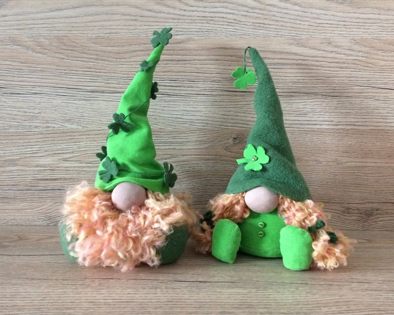 Couple of green forest elves, Boy girl Swedish elves - 玩偶/公仔 - 棉．麻 绿色