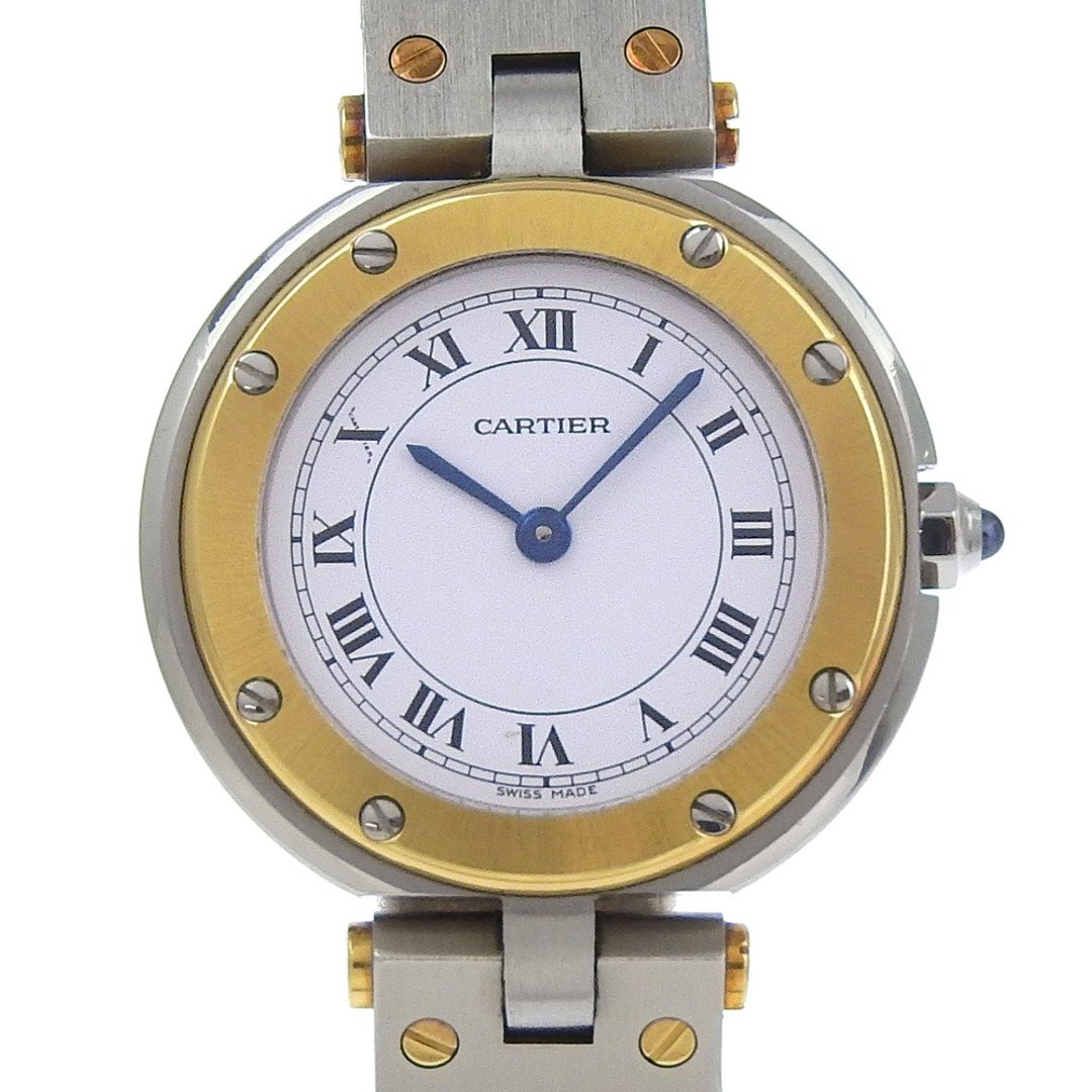 【日本直送】卡地亚 CARTIER Santos Round SM 手表 cal.81 84038288 不锈钢×18K黄金 石英 指针式显示 白色表盘【二手】 - 女表 - 不锈钢 白色