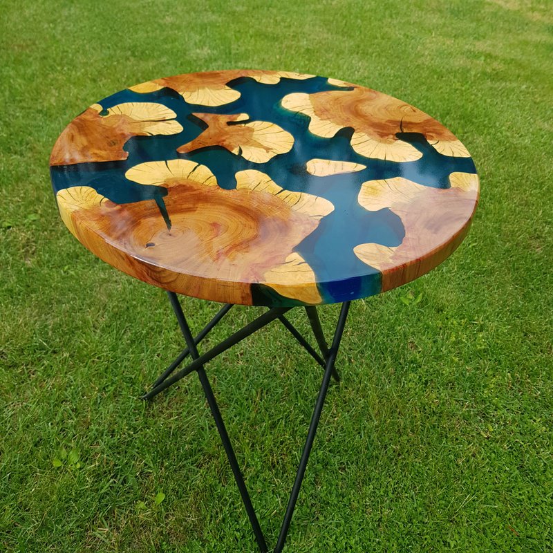 独家咖啡茶几实心梅花和环氧树脂 - 其他家具 - 木头 蓝色