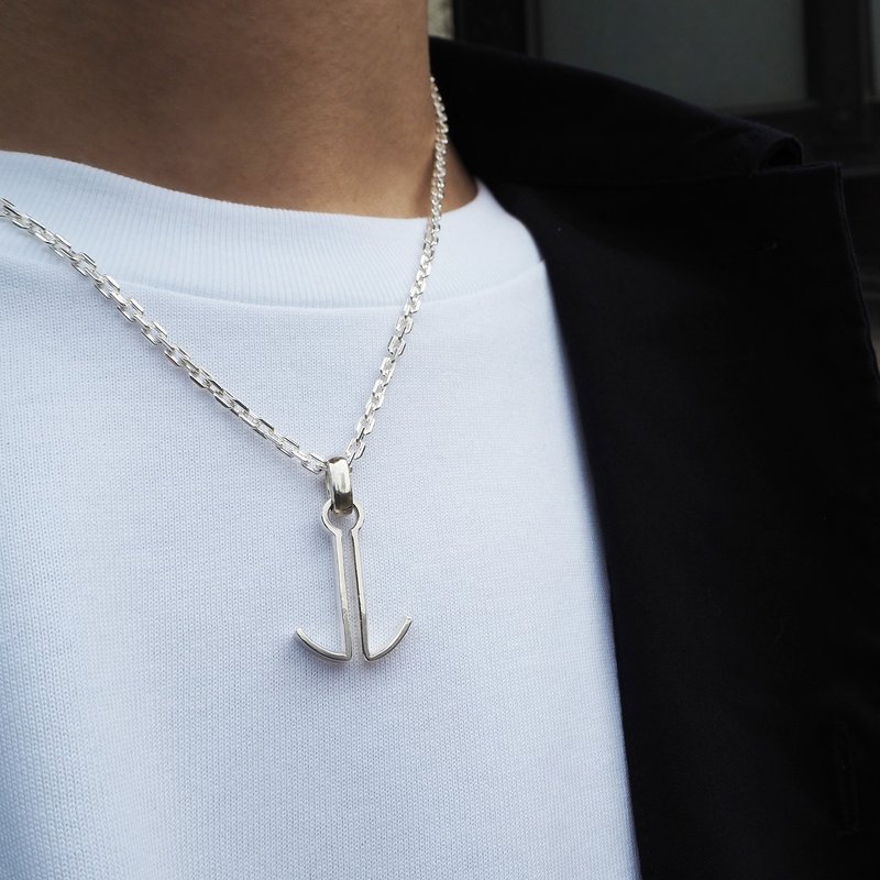 big anchor necklace_大船锚项链 停泊 避风港 男生项链 中性饰品 - 项链 - 银 银色