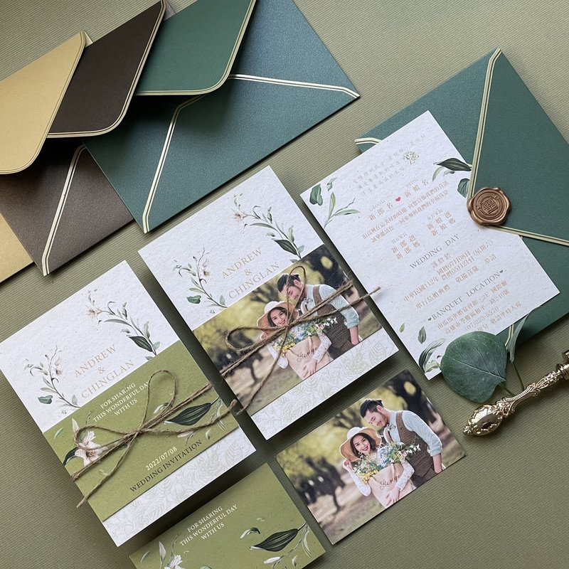 小清新麻绳喜帖.美式婚卡.明信片喜帖 - 卡片/明信片 - 纸 