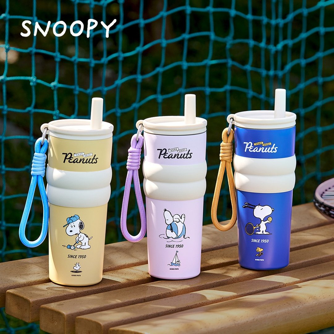 Snoopy 史努比 悠游提绳 304 不锈钢 625ml 吸管保温杯 - 保温瓶/保温杯 - 不锈钢 