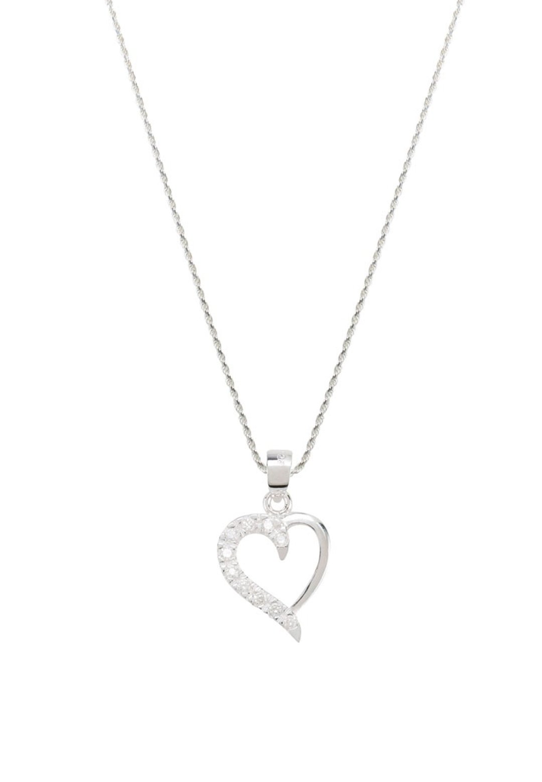 【Gift box】Crystal Heart Pendant & Necklace - 项链 - 纯银 银色