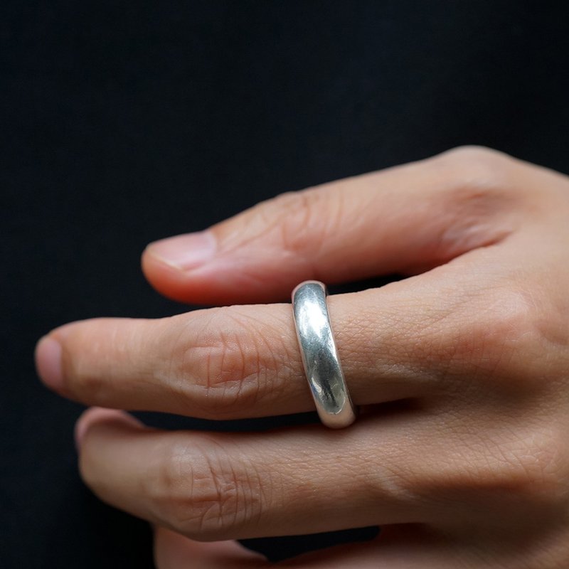 传承古法足银实心戒指 未时手工s990纯银厚老人复古开口对戒男女 - 戒指 - 纯银 银色