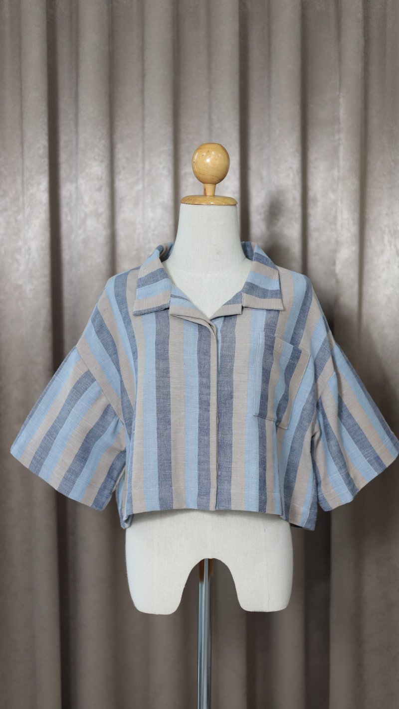 Loom & Leaf - 手捻棉手工织制衬衫 - 女装衬衫 - 棉．麻 蓝色