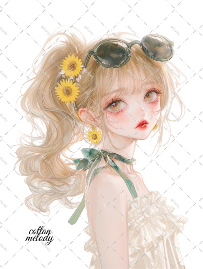 original sticker no.5713 人物贴纸 原创贴纸 女孩贴纸 原创人物贴纸 - 贴纸 - 纸 