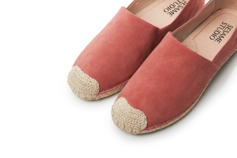 Summer Time! Espadrilles- 是夏天！真皮草编女鞋-珊瑚红 - 女款休闲鞋 - 真皮 粉红色