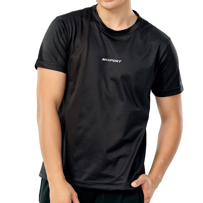 MIT专利呼吸衣-运动迷胸前经典小字LOGO T 吸湿排汗衣 机能服 - 男装运动衣 - 聚酯纤维 黑色