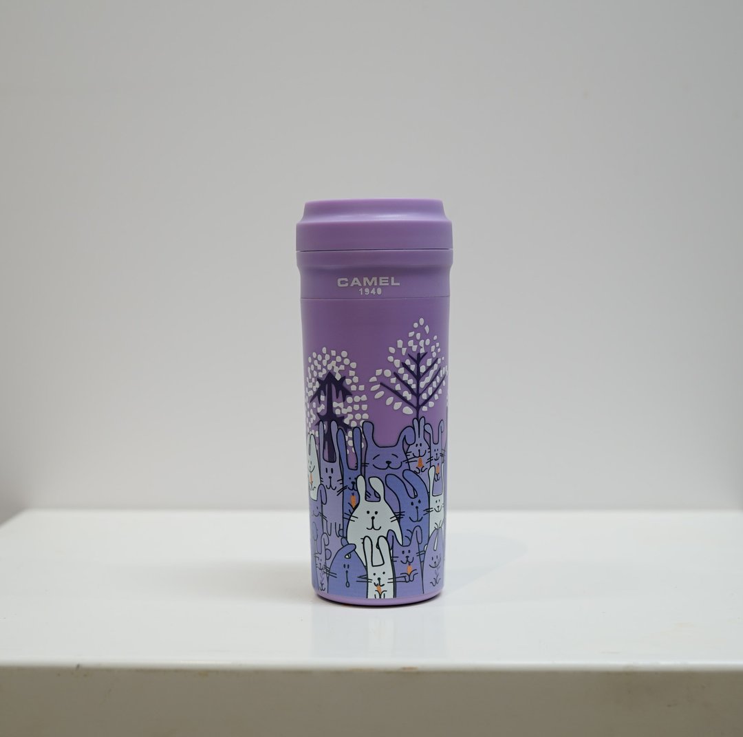 骆驼牌 350ml 玻璃胆真空保温杯胶壳胶盖 - 动物系列 (兔子) RB(LV) - 保温瓶/保温杯 - 其他材质 紫色