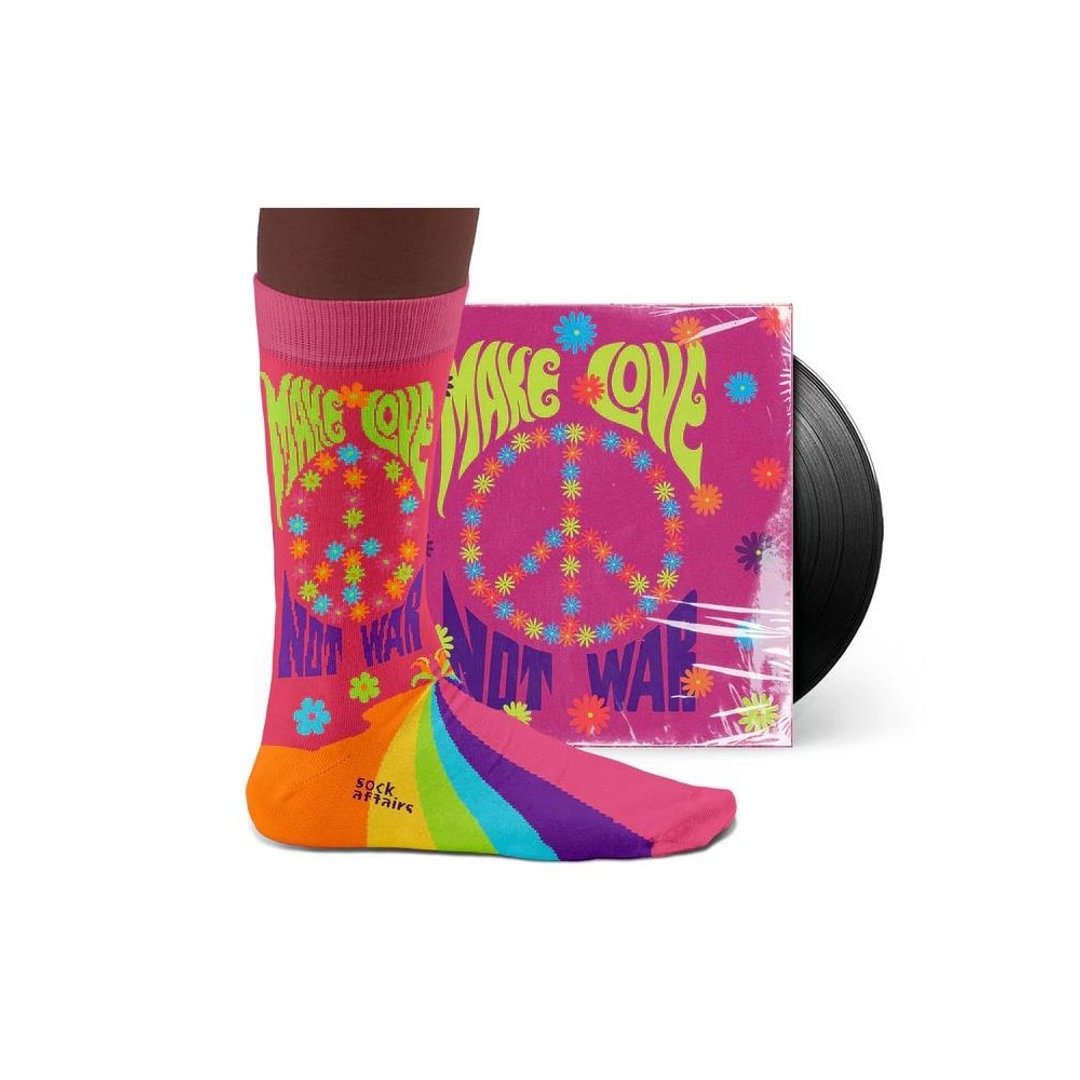 【葡萄牙进口】Peace & Love Socks (M) 中筒袜 男袜 女袜 - 袜子 - 棉 粉红色