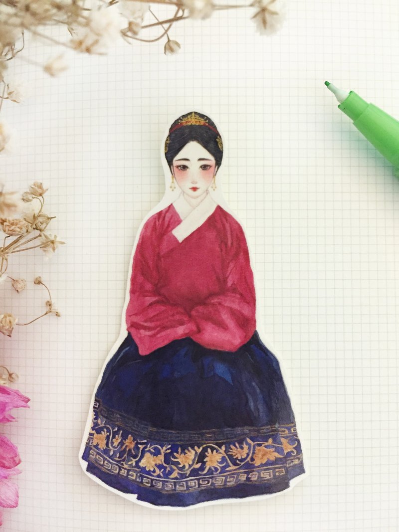 汉服万岁系列-大明千秋万世女孩贴纸 - 贴纸 - 纸 红色