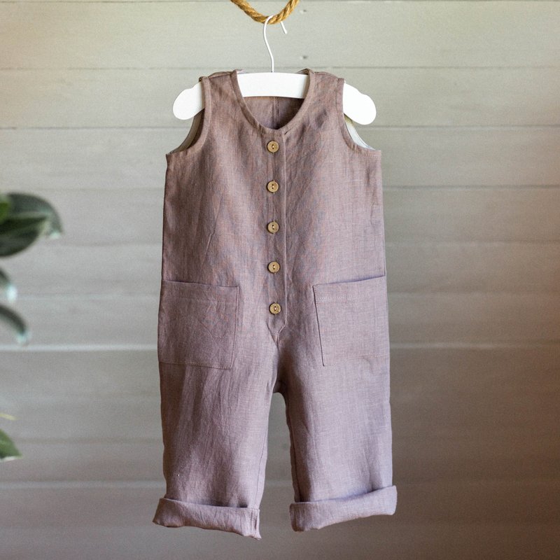 Kids Linen Overalls, Unisex Kids Clothing, Children Romper for Girls and Boys - 童装上衣 - 亚麻 