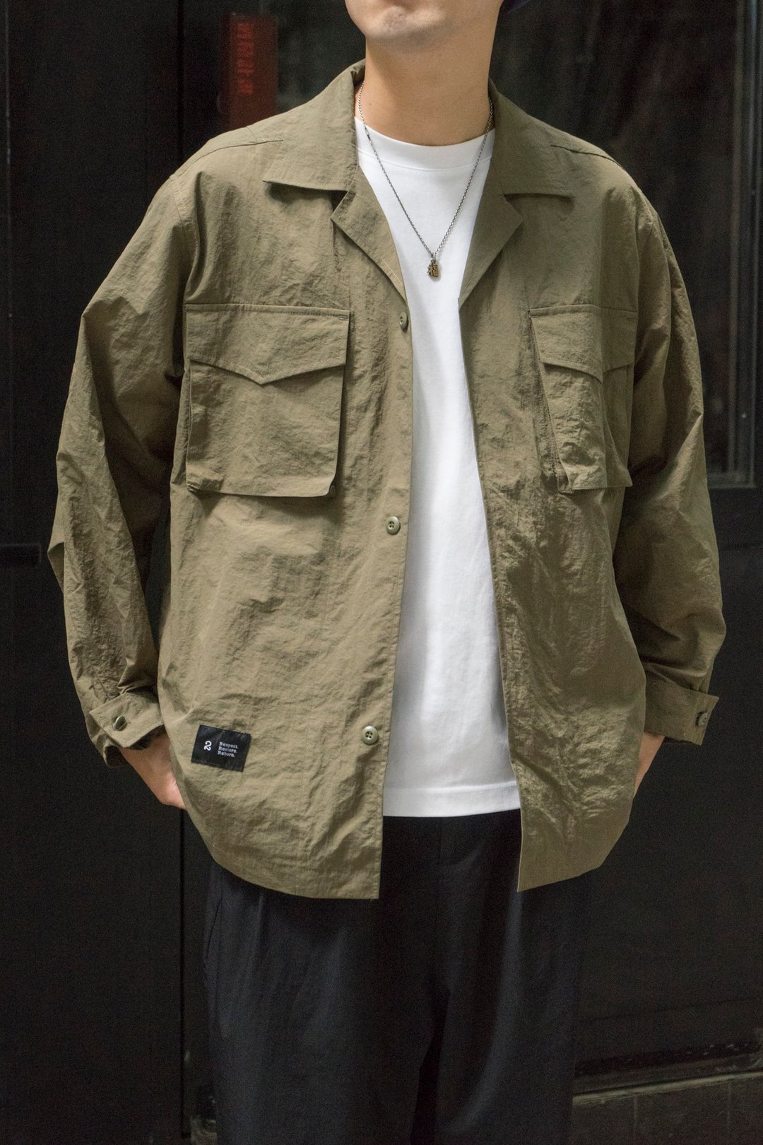 SHIRT 日系潮流尼龍輕防水多袋工裝襯衫 肌理感風衣外套Cityboy - 男装衬衫 - 尼龙 多色
