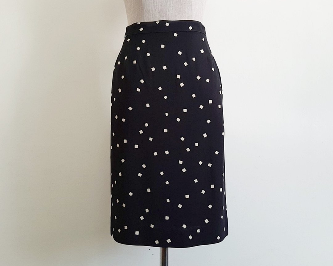 MARIELLA BURANI Vintage Black Print Skirt - 裙子 - 聚酯纤维 黑色