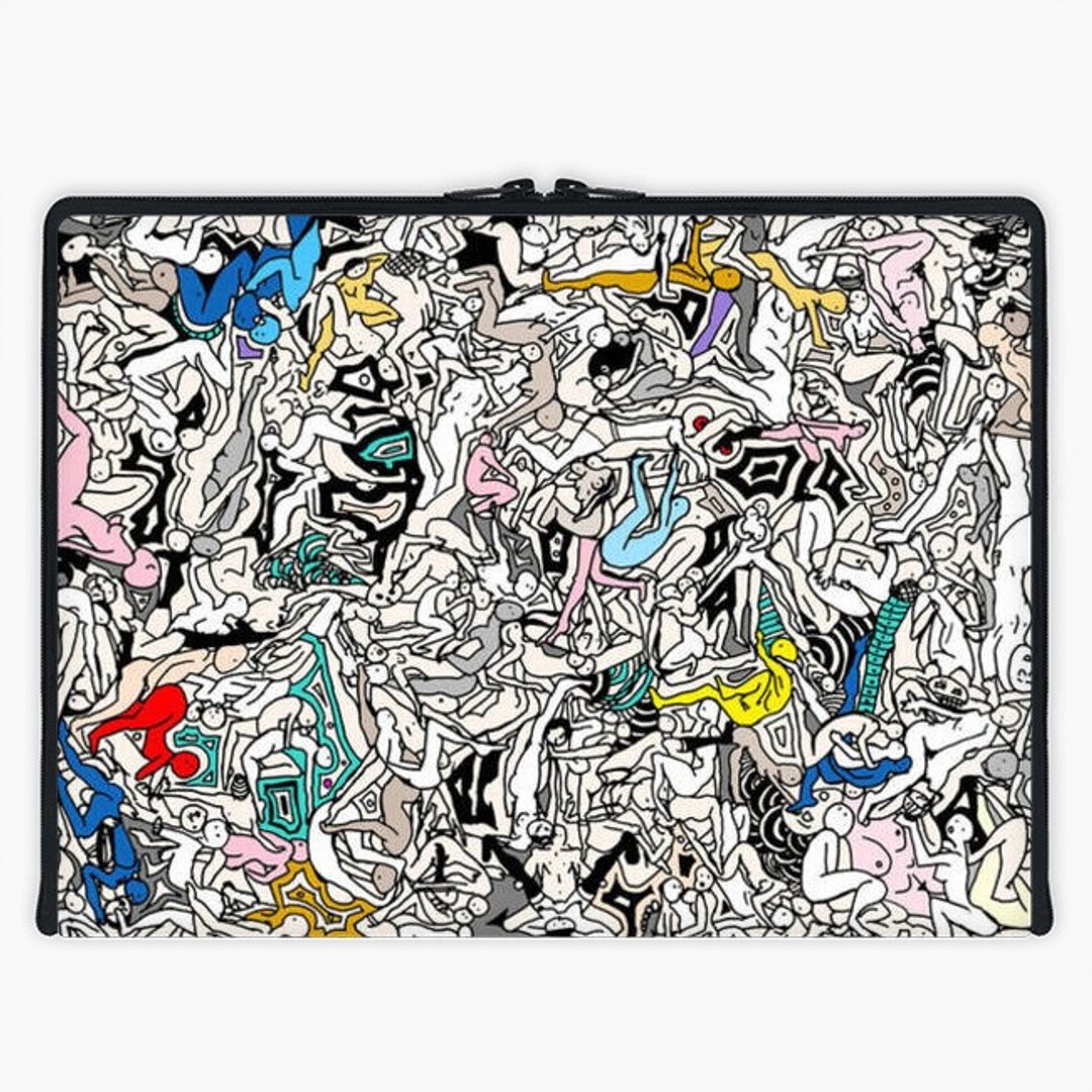 Axis - 全开式防水笔电包 - Kamasutra Bodies Doodle Love Abstract Sex Lines Nude Naked Colorful Geometric Shapes - 电脑包 - 防水材质 