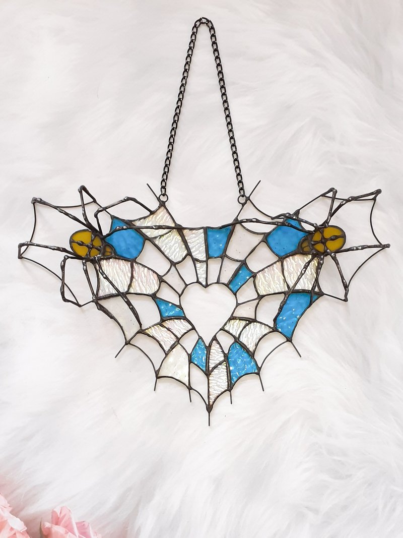 彩色玻璃蜘蛛捕梦网万圣节装饰蜘蛛网心型装饰品 - 墙贴/壁贴 - 玻璃 多色