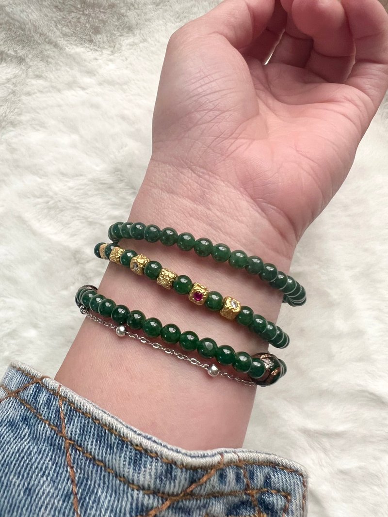 老种水天然A货绿翡翠六字真经筒多圈手串/收藏/送礼 - 手链/手环 - 玉石 绿色