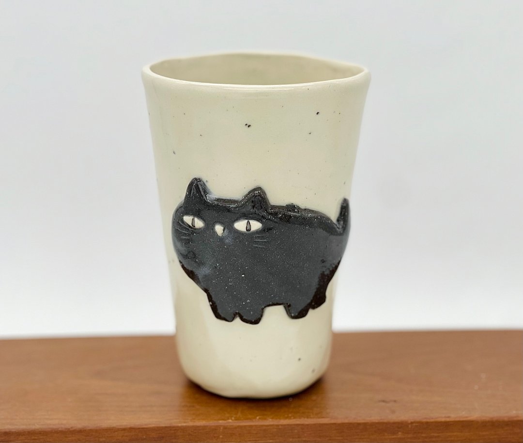 黒猫陶杯 - 咖啡杯/马克杯 - 陶 黑色