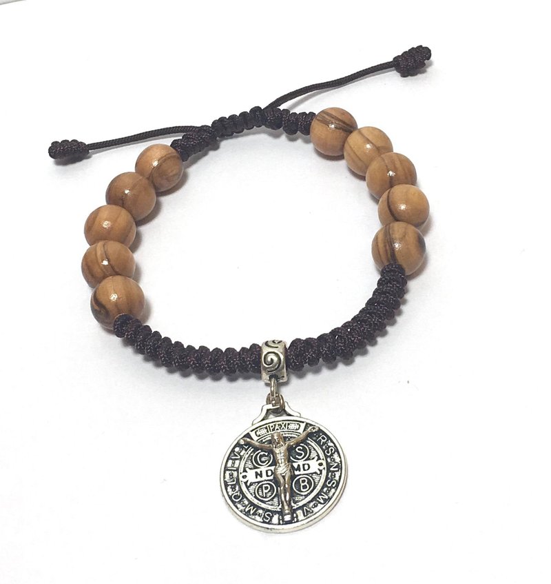 以色列进口 10mm 橄榄木 念珠 耶稣 8251034 - 手链/手环 - 木头 咖啡色
