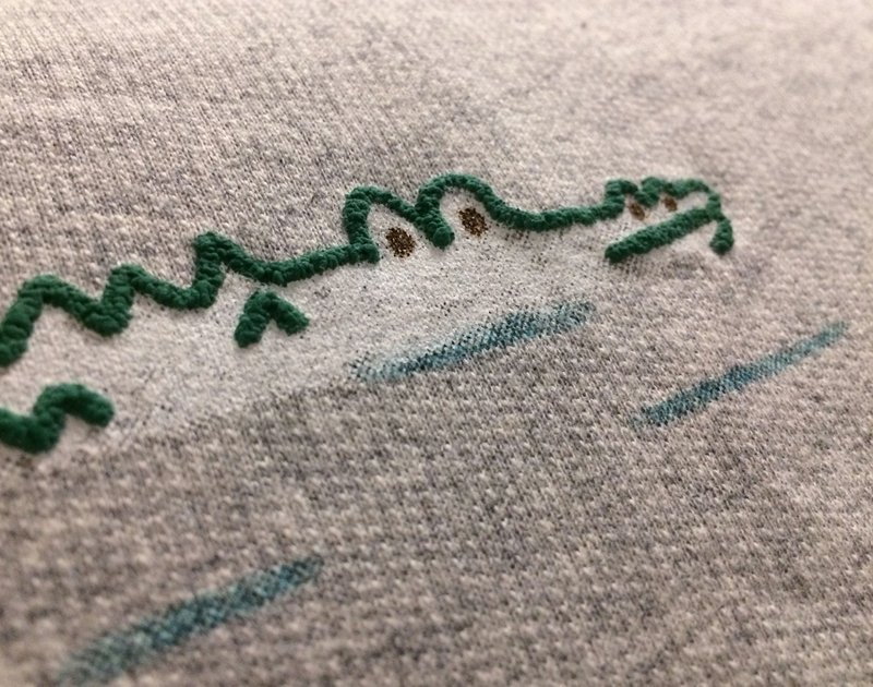 鳄鱼打招呼 - 长袖 T 恤 - 女装 T 恤 - 棉．麻 灰色