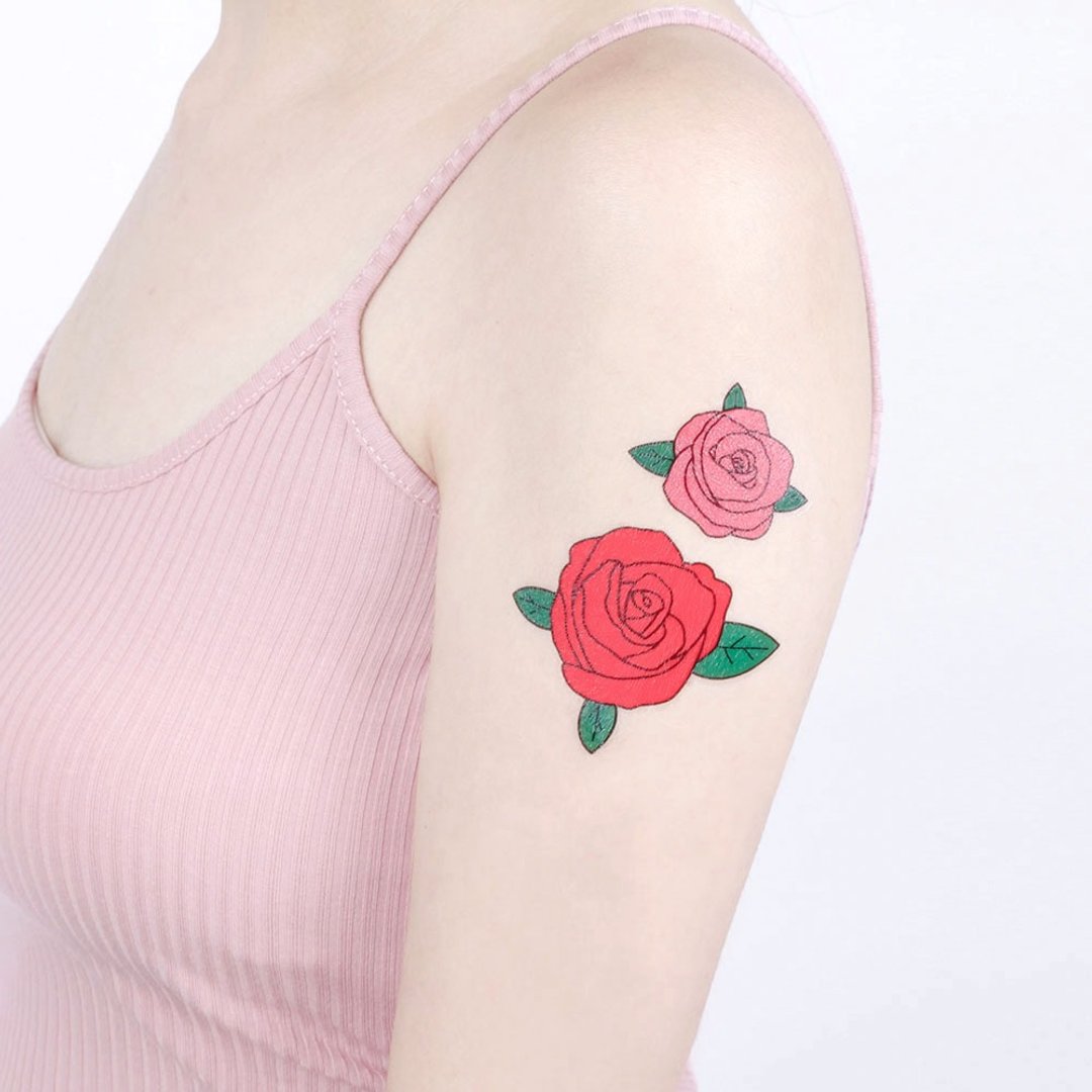刺青纹身贴纸 / 玫瑰恋曲 Surprise Tattoos - 纹身贴 - 纸 红色