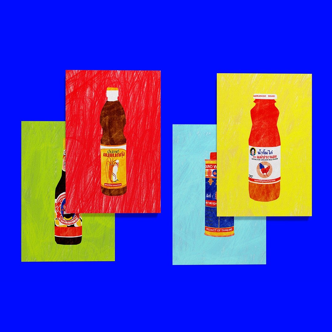 Postcard : Sauce Thailand Set 4 cards - 卡片/明信片 - 纸 多色