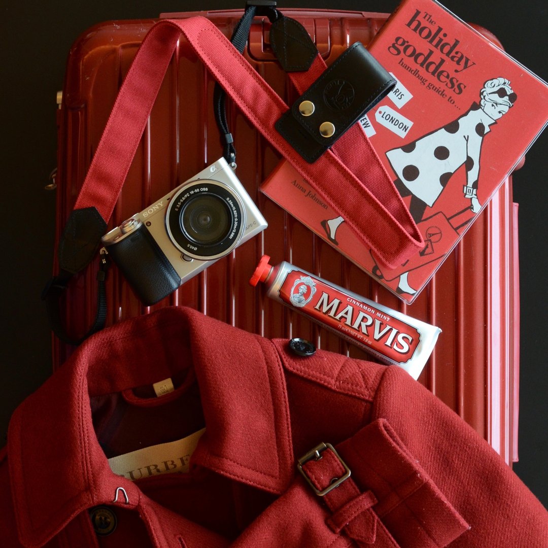 Camera Lift-Strap--专为旅行设计的相机背带--帆布砖红 - 相机 - 棉 红色