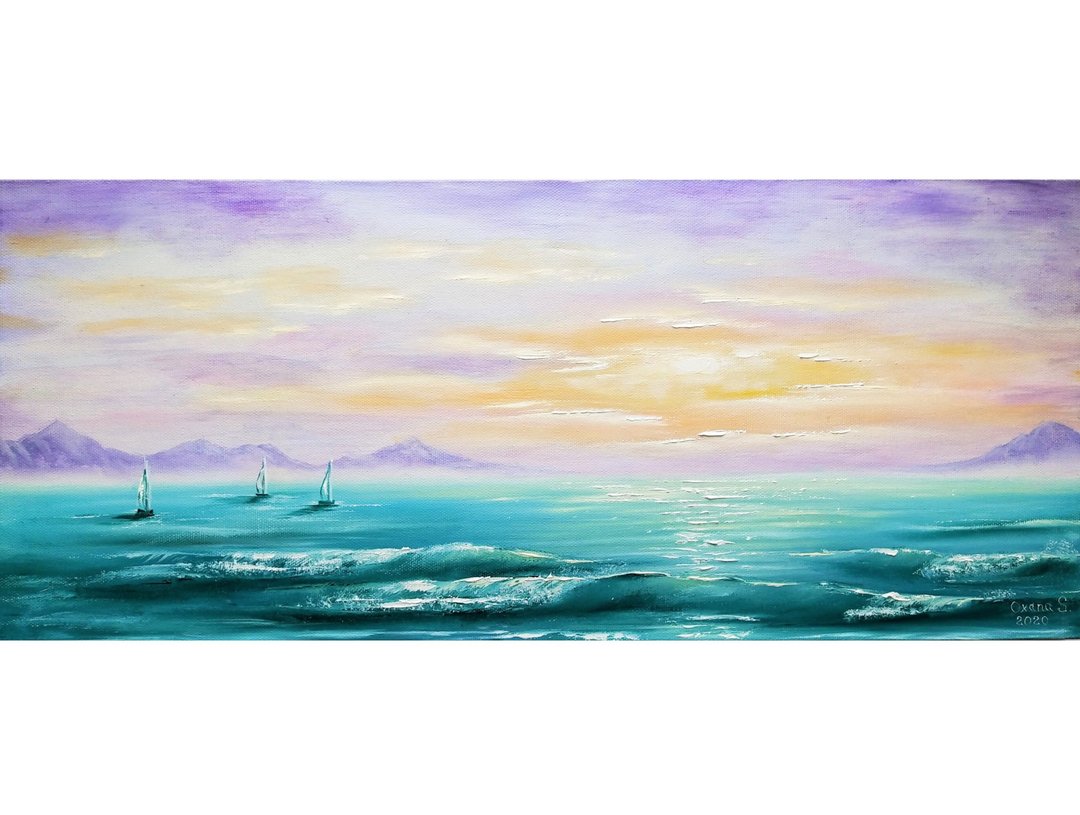 海景画帆船原创艺术油画 - 海报/装饰画/版画 - 棉 多色