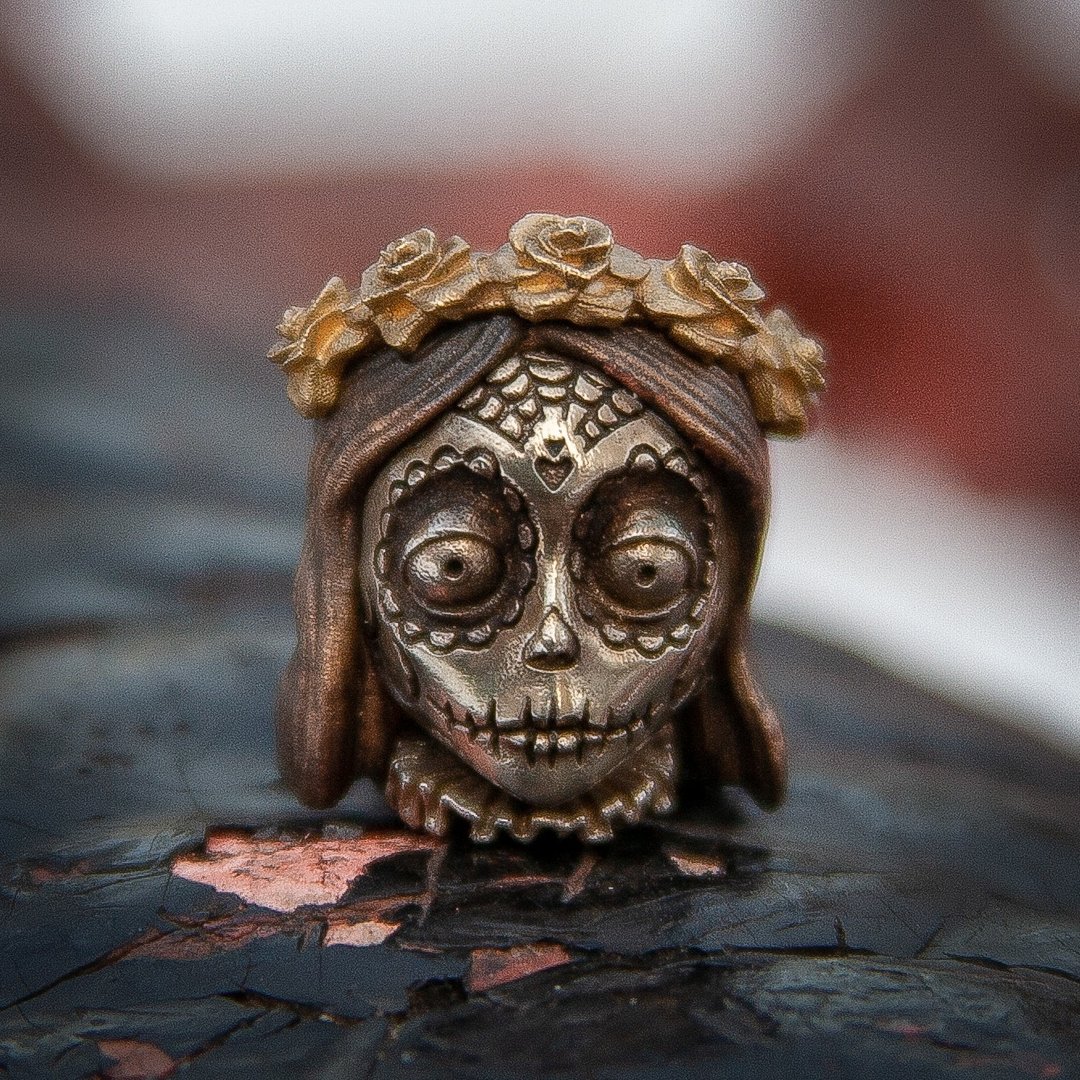 Santa Muerte - knife lanyard edc paracord bead. - 其他 - 铜/黄铜 咖啡色
