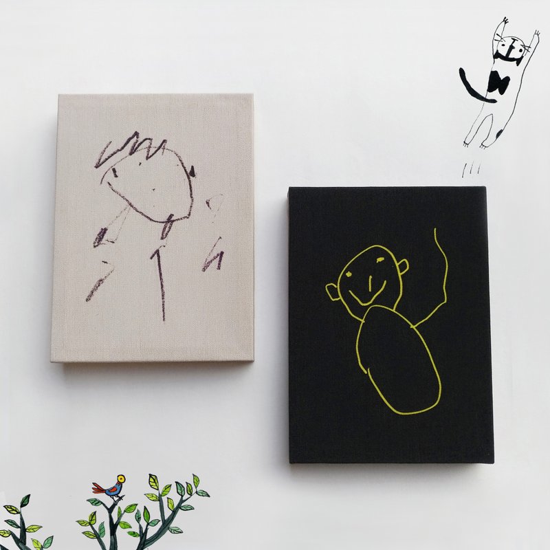涂鸦图画【定制】小朋友无框画(2幅) 手工亲子礼物 - 画框/相框 - 其他材质 多色