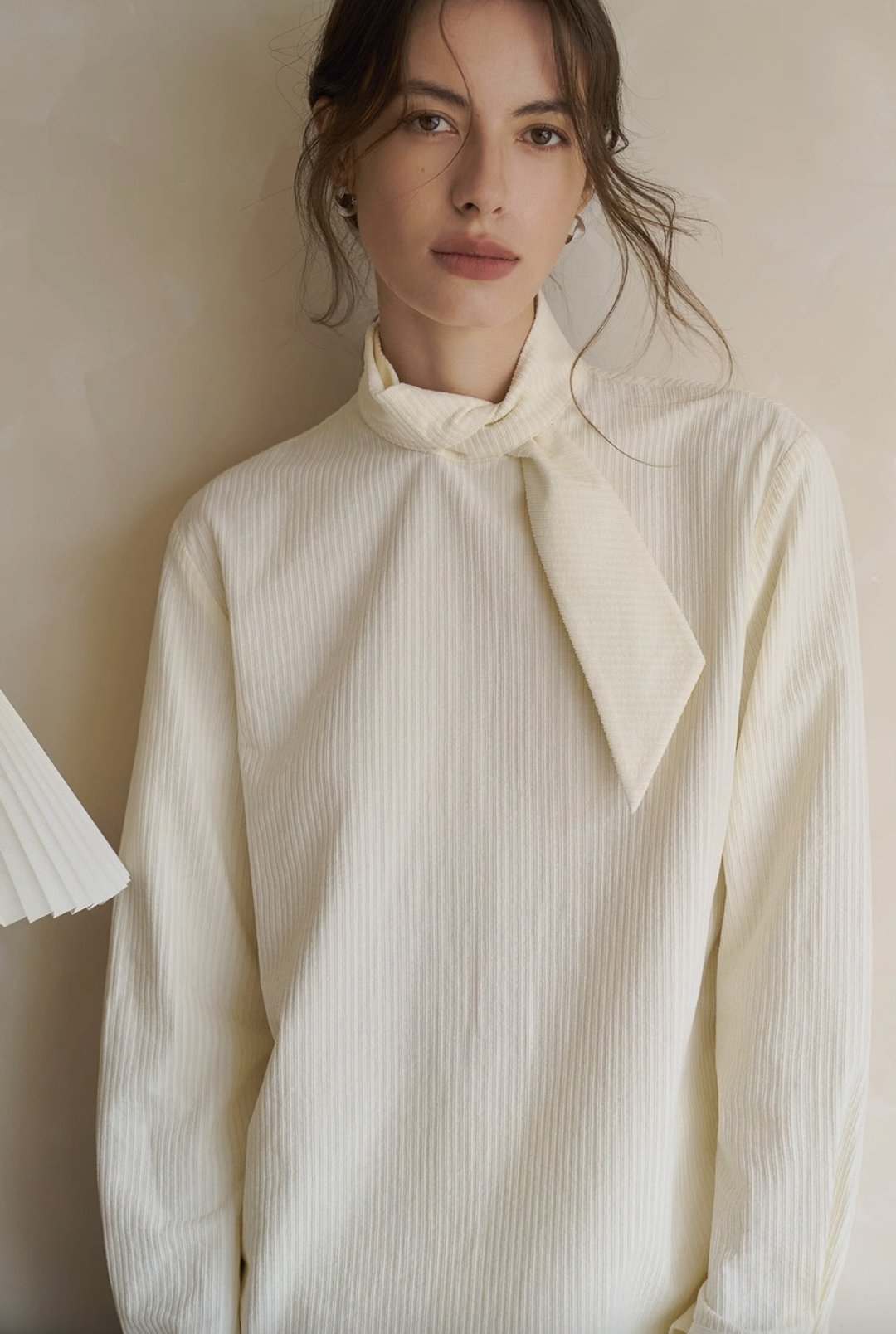 法式极简 莫代尔棉灯芯绒立领衬衫 - 女装衬衫 - 其他材质 多色