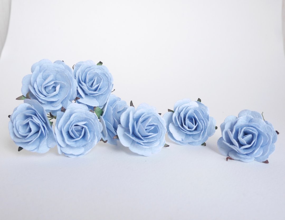 Paper Flower, centerpiece, DIY 25 pieces rose size 3.5 cm., pale blue color - 其他 - 纸 透明