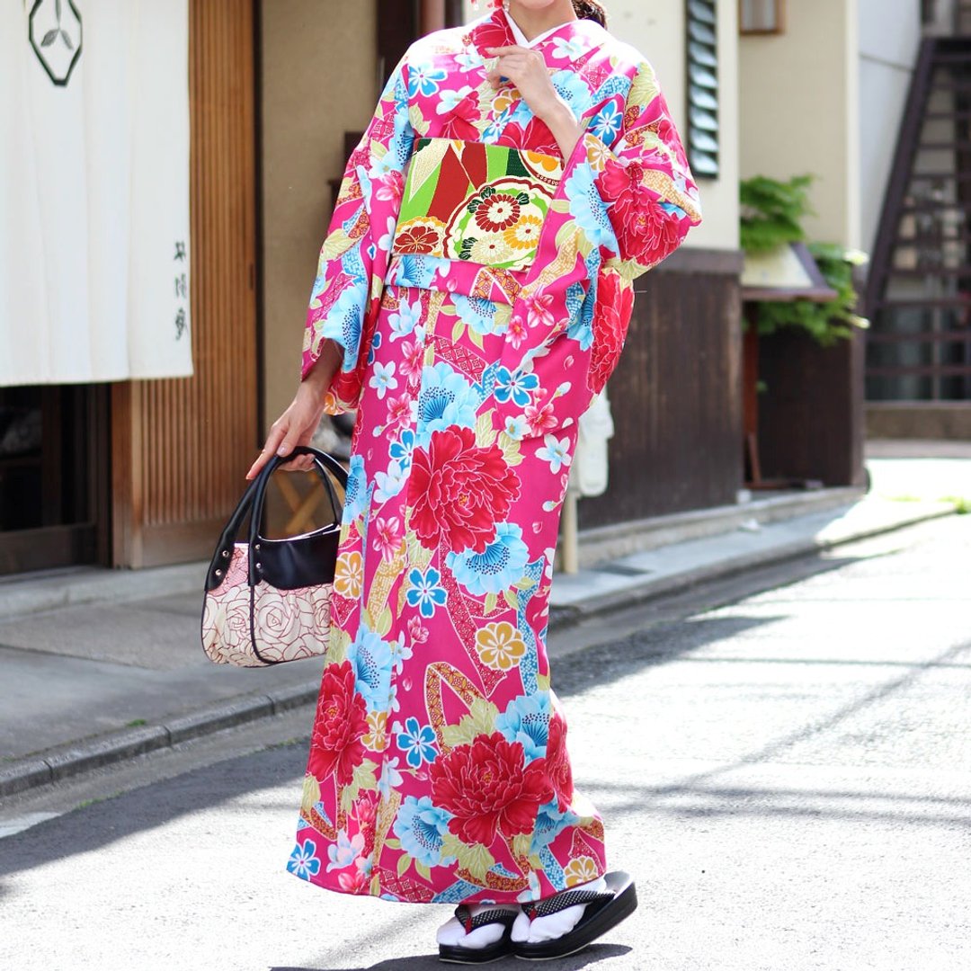 和服 腰封 2件组 女 日本 振袖 面料 Awase L 加寛 - 其他 - 棉．麻 粉红色
