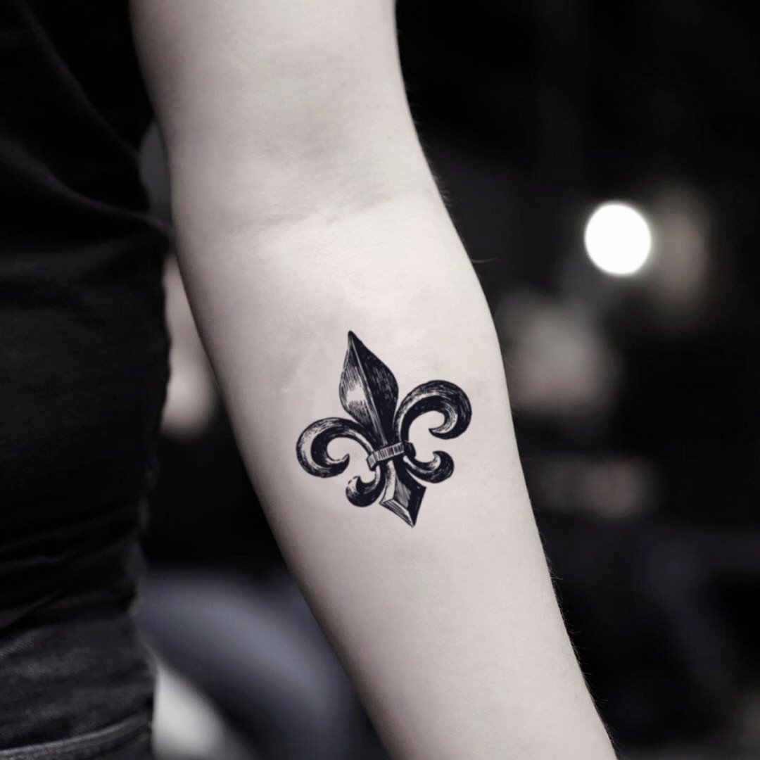 OhMyTat 芙蓉德利斯 Fleur-de-lis 刺青图案纹身贴纸 (2 张) - 纹身贴 - 纸 黑色
