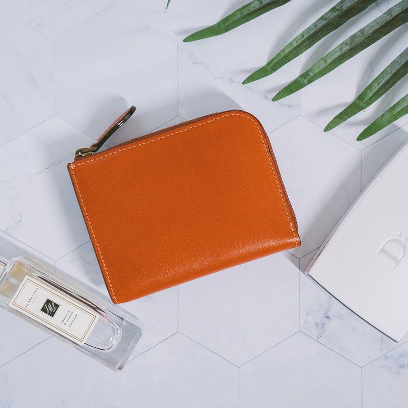 【礼盒】真皮L型拉链短夹 CB9017 黄棕Y - 皮夹/钱包 - 真皮 黄色