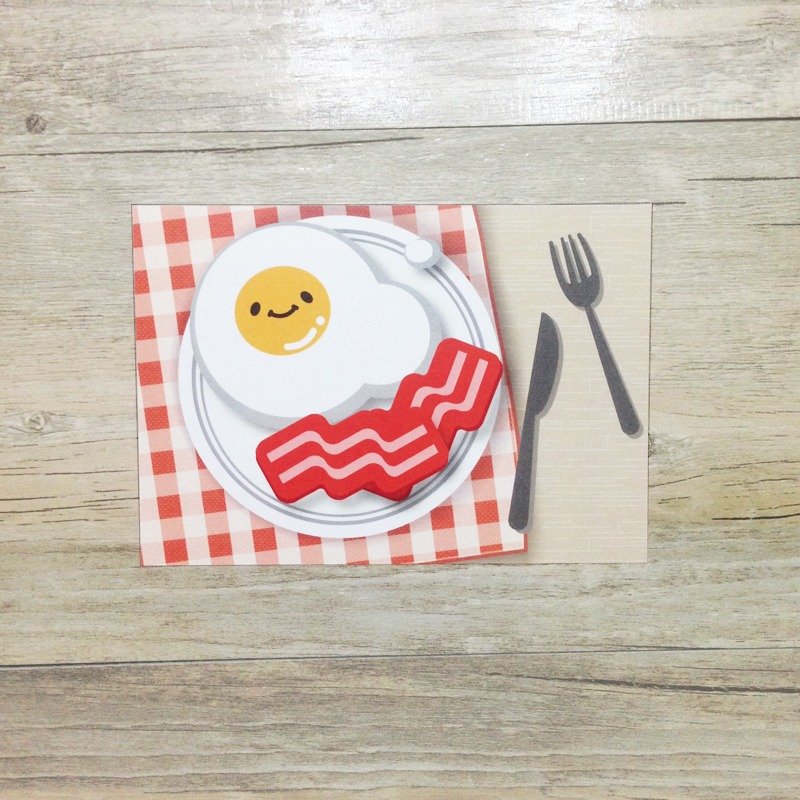 好饿 早餐吃什么 - 培根蛋套餐 明信片 - 卡片/明信片 - 纸 透明