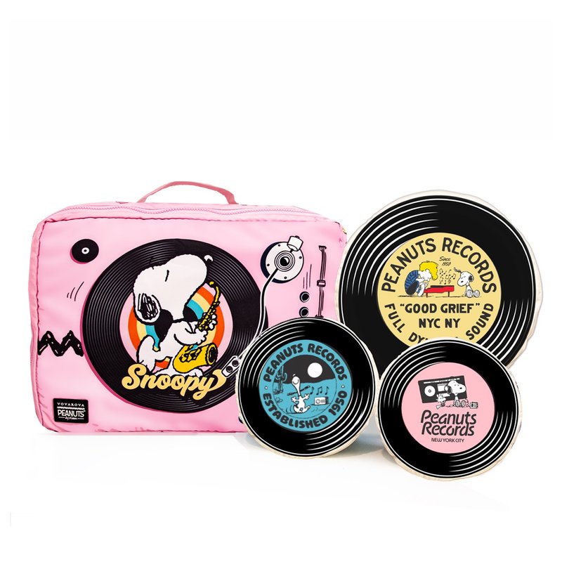 VOVAROVA X PEANUTS  黑胶唱片盘 圆形4合1 件收纳包套装 - 化妆包/杂物包 - 聚酯纤维 