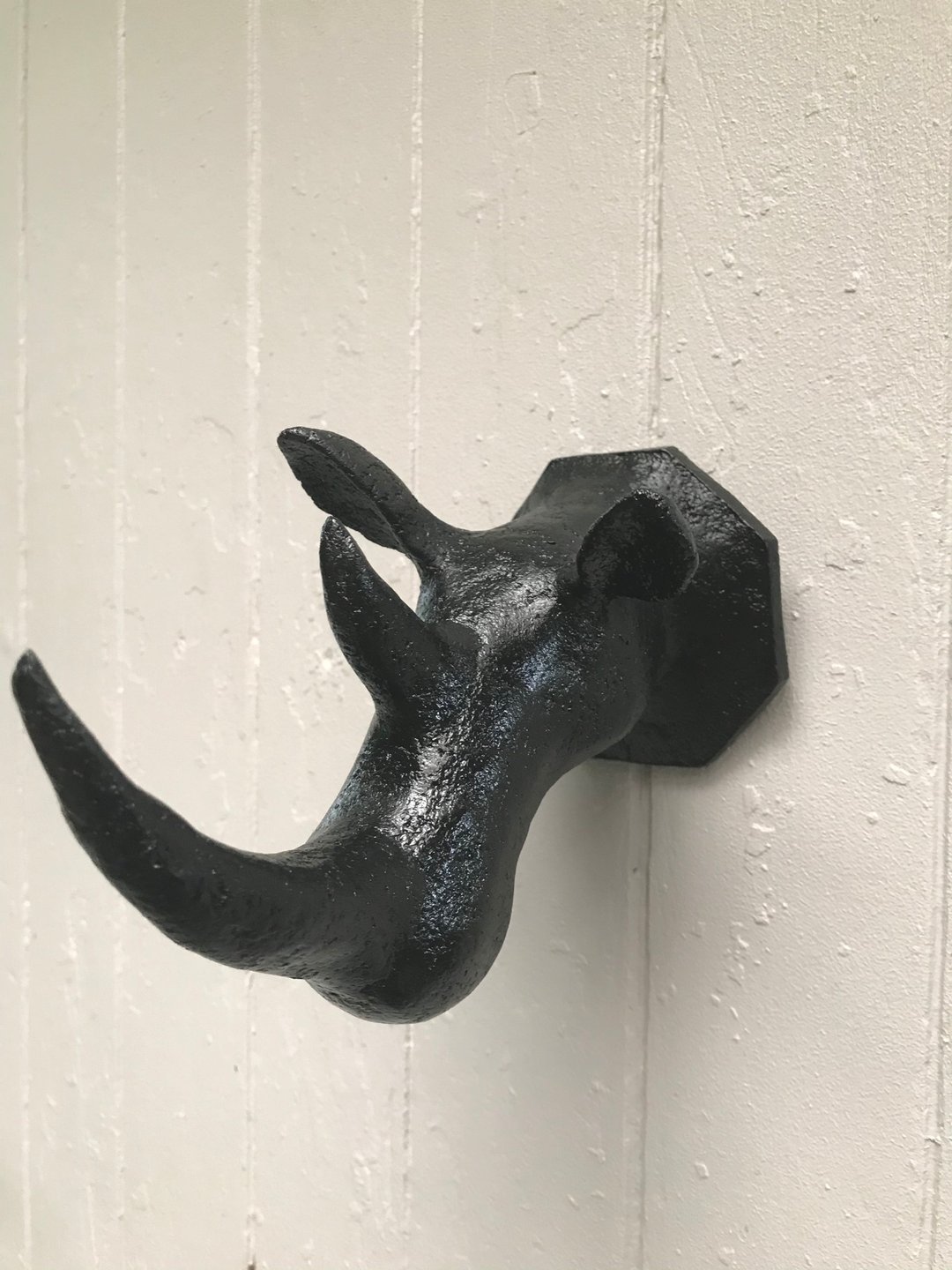 【 Off Season Sale】Black Rhinoceros!!! Papermache wall hanging - 墙贴/壁贴 - 纸 黑色
