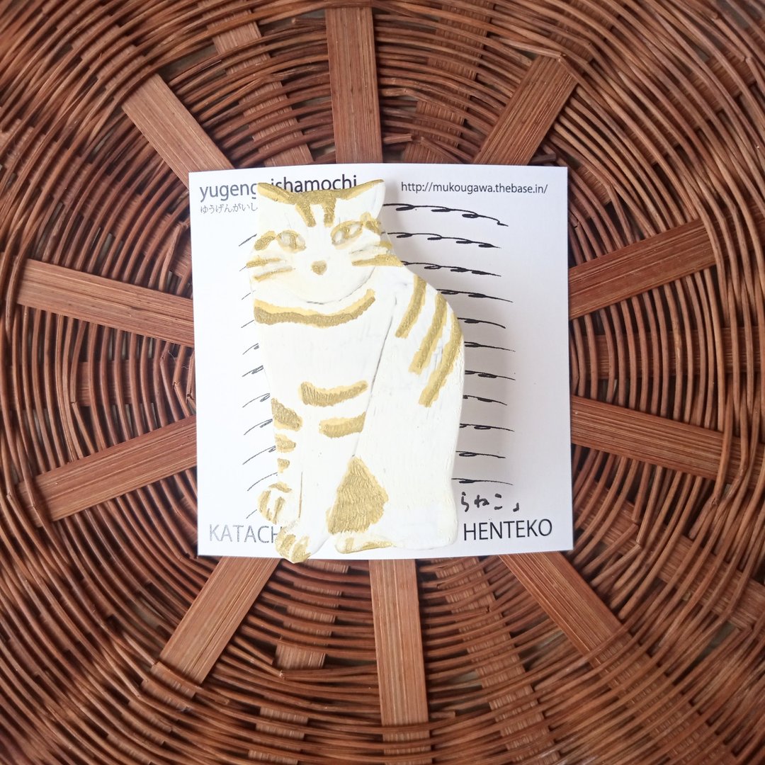 Brooch tiger cat tiger cat hand drawn one-of-a-kind - 胸针 - 塑料 白色