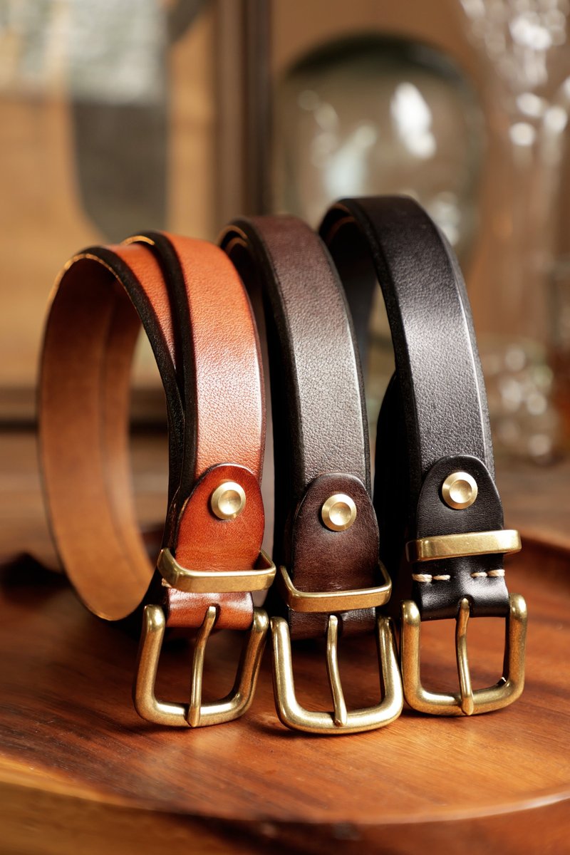 美式复古 极简休闲头层牛皮皮带 - 皮带/腰带 - 真皮 多色