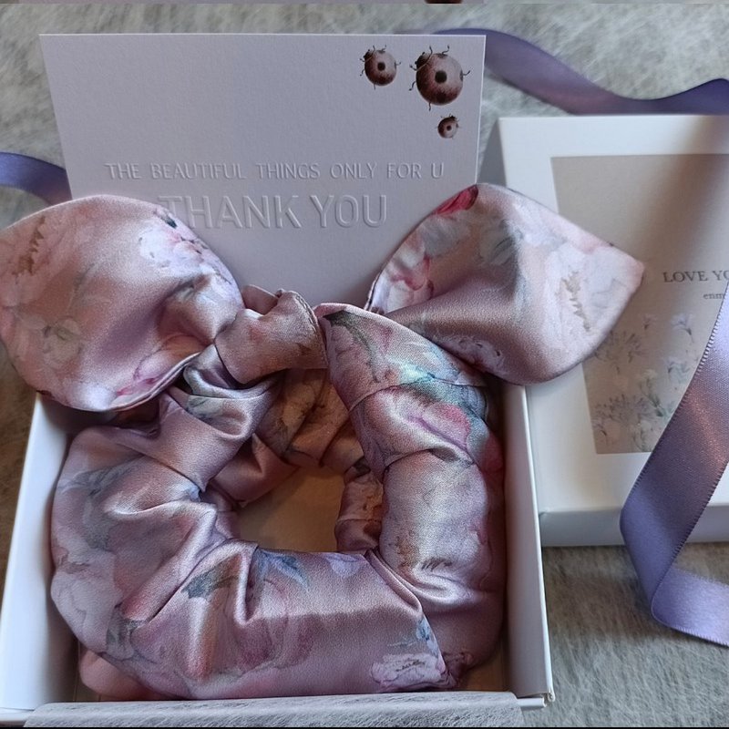 藕色迷恋 - 小甜甜圈蝴蝶结发束 - 发饰 - 丝．绢 粉红色