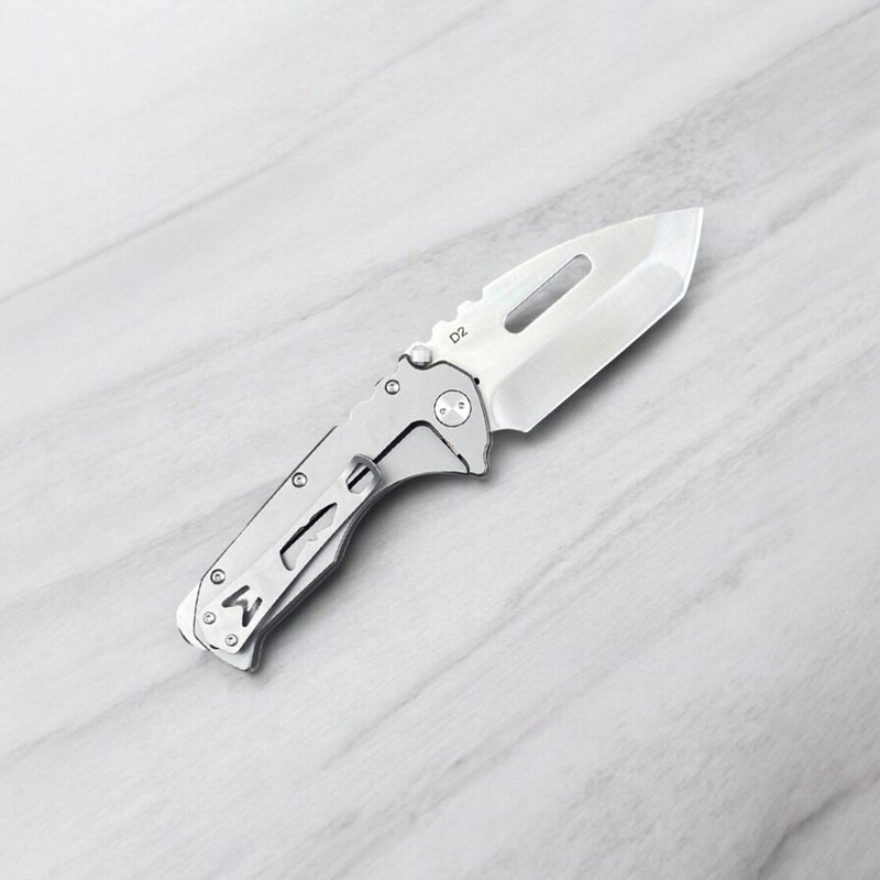 SWAT ARMY特警战术款全钢柄顶级D2钢切肉刀水果刀户外野营刀折刀 - 露营用品 - 其他材质 银色