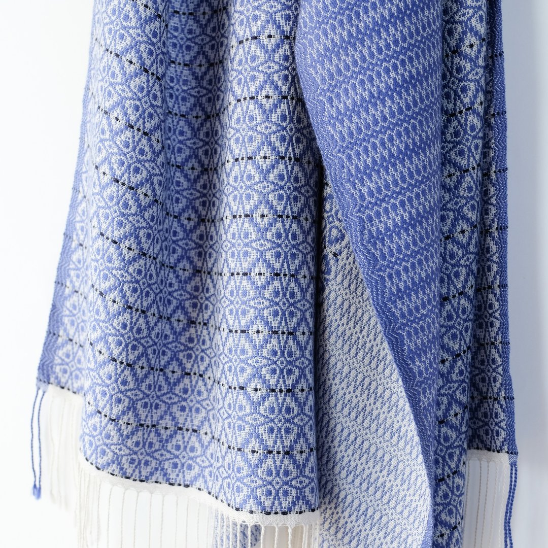 Cashmere 手织喀什米尔丝光披肩【彩华ex】 - 围巾/披肩 - 其他材质 蓝色