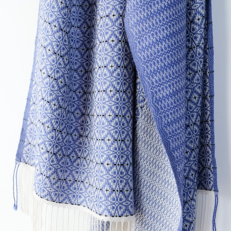Cashmere 手织喀什米尔丝光披肩【彩华ex】 - 围巾/披肩 - 其他材质 蓝色